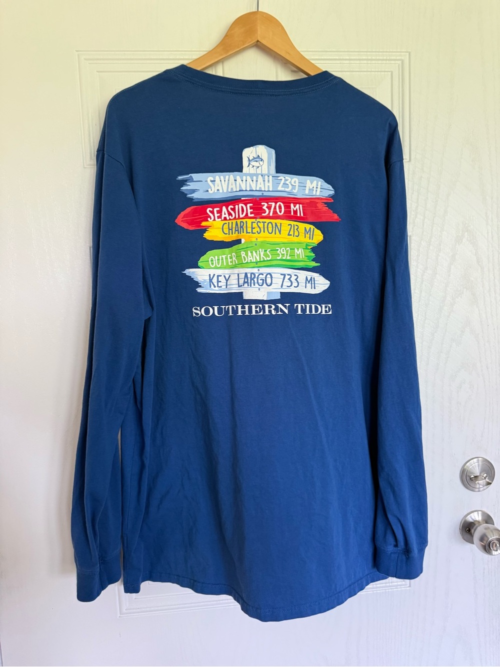 Southern tide blue crewneck long sleeve graphic t-shirt - XXL